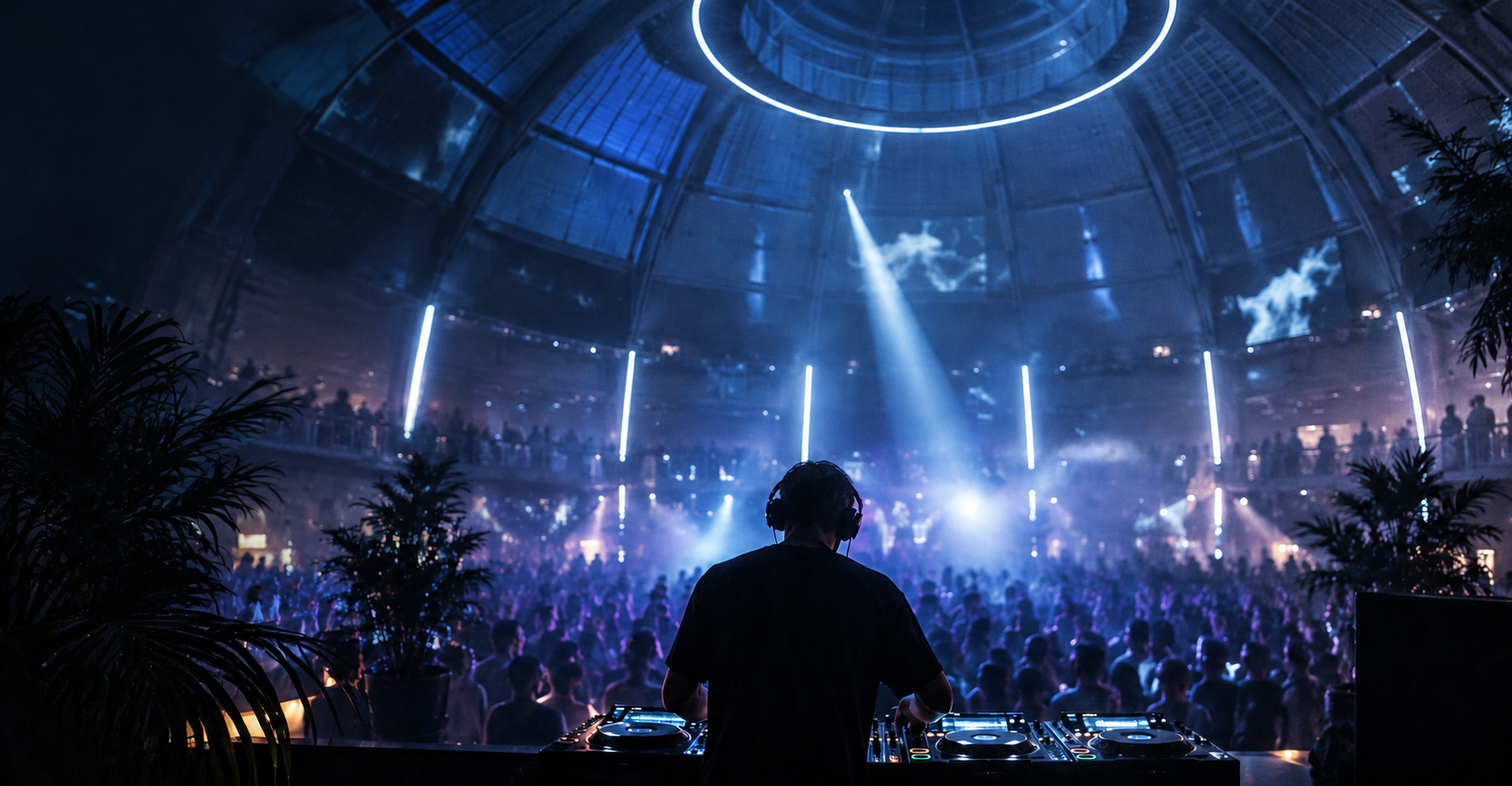 DJ im Kuppelsaal beim Rave for Humanity